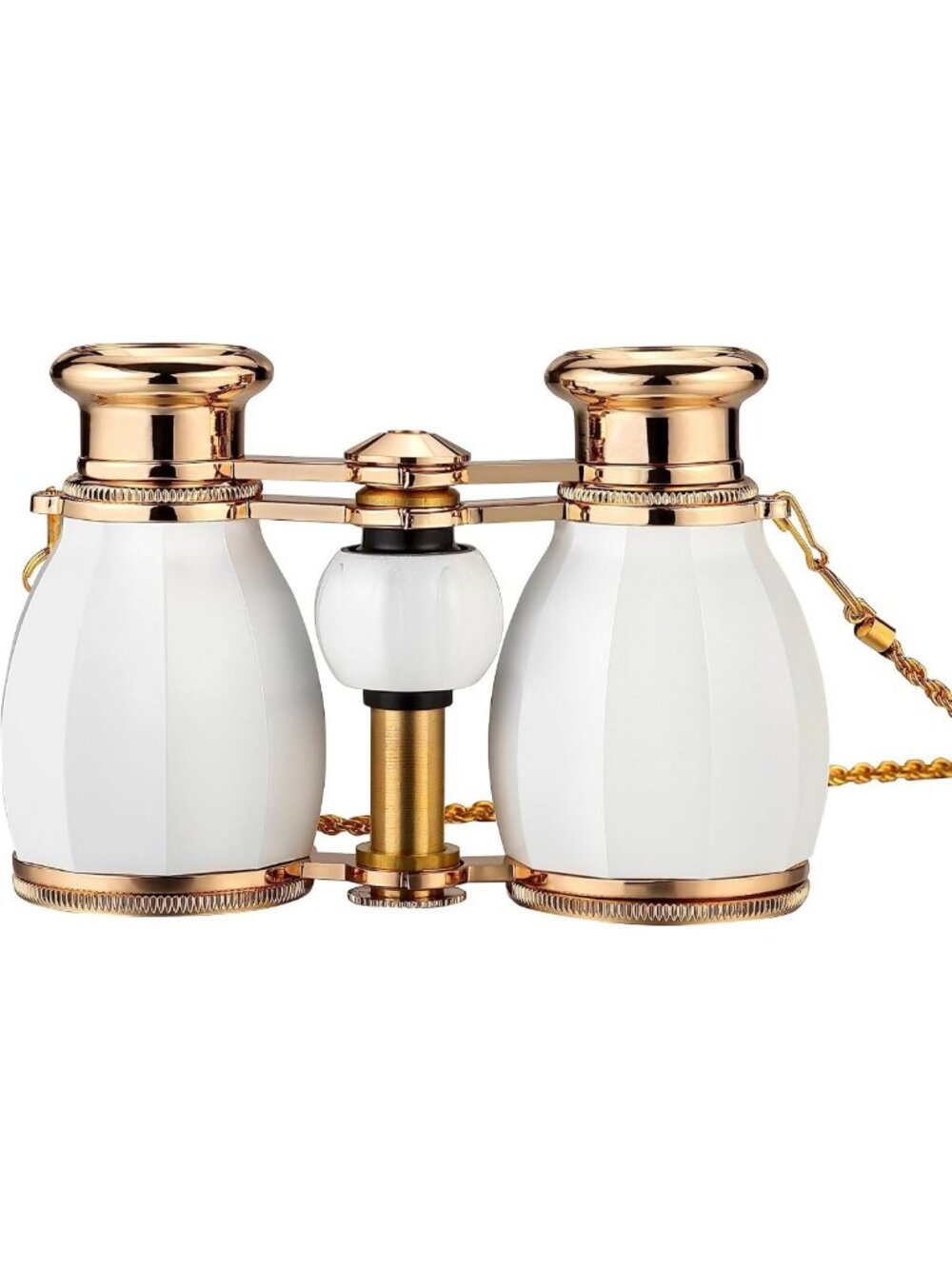Elegant White Opera Glasses for Women, 4x30 Theater Binoculars with Chain